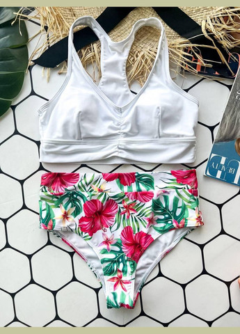 Білий літній купальник sw1365 (білий топ) роздільний Ghazel