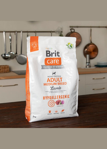 Корм для собак середніх порід Dog Hypoallergenic Adult Medium Breed гіпоалергенний з ягнятком 3 кг (8595602559022) Brit Care (315867933)