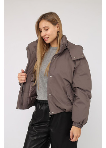 Кавова демісезонна куртка коротка жіноча колір капучино cb-00277870 Yuki