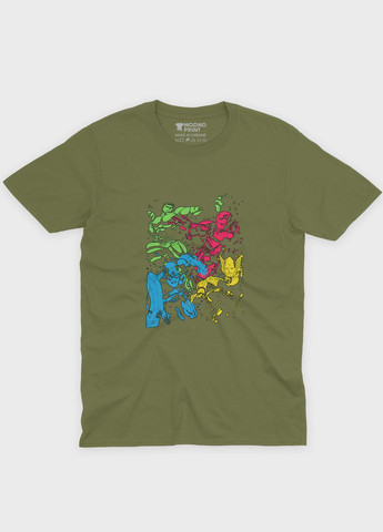 Хаки (оливковая) мужская футболка с принтом супергероями - мстители (ts001-1-hgr-006-025-002) Modno