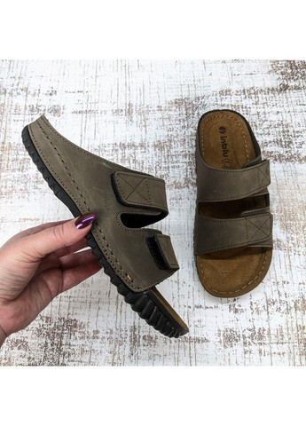 Шльопанці чоловічі на липучках шкіряні Inblu (333802044)