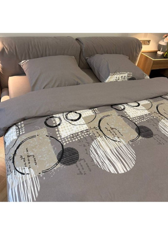 Постельное белье двуспальное темно-серое Геометрия Фланель Байка A02B Ananasko (362671299)