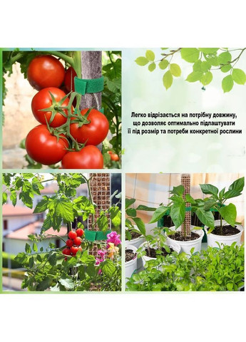 Многоразовая садовая лента-липучка для фиксации и подвязки растений зеленая ширина 15 мм рулон 5м No Brand (370287171)