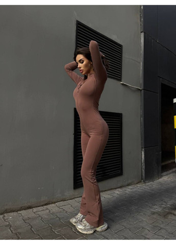 Жіночий комбінезон на флісі Avanti комбінезон-брюки однотонний світло-коричневий повсякденний дайвінг, фліс