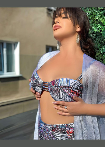 Комбинированный летний женский летний яркий раздельный купальник л хл l xl No Brand