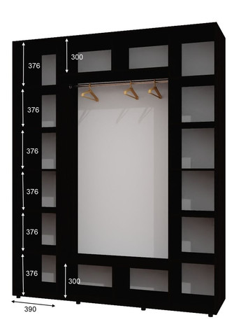Шафа-купе тридверна 200*60*230 Антрацит Дзеркало з піскострумним малюнком ШК-05 Алекса (360444454)