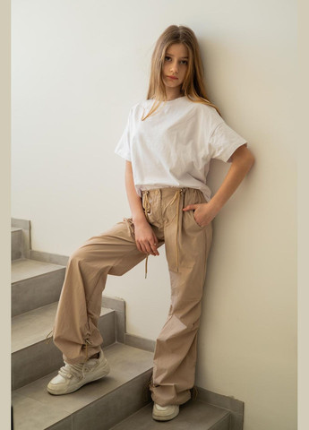 Бежевые коктейльный, спортивные, пляжный, повседневный, кэжуал демисезонные клеш, карго, палаццо брюки IRmAS