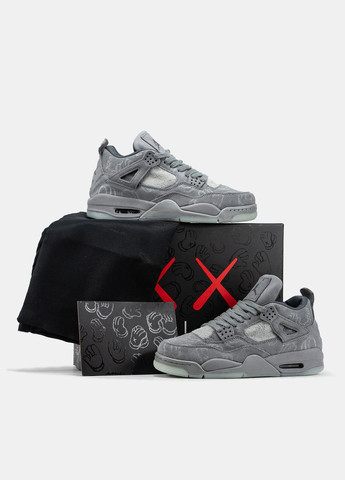Кроссовки женские и мужские Nike Jordan 4 Retro Kaws Grey | Найк Джордан 4 Ретро серые No Brand серые демисезоны (332213975)