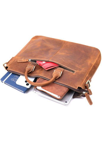 Стильный портфель в винтажном стиле из натуральной кожи 22673 Коричневый Vintage (292920521)