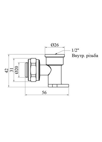 Колено настенное металлопластиковое (DN) 20x1/2" РО никелированное STA (317348984)
