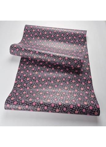 Шпалери вінілові на флізеліні 0.53 × 10.05 м 6578-40, чорні з рожевими квітами — для спальні, вітальні, кабінету MARBURG (368895840)