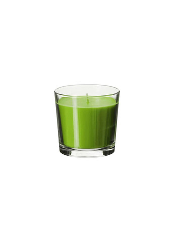 Ароматическая свеча в стакане зеленое яблоко зеленый 9 см IKEA (277964869)