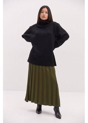 Довга вязана спідниця з ефектом плісе кольору хакі Arjen (364967495)