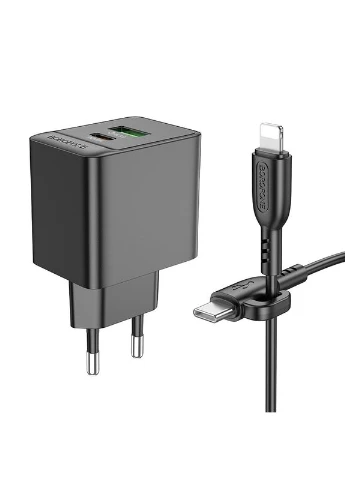 Зарядное устройство с быстрой зарядкой + кабель Lightning BAS14A |Type-C/USB-A, 20W| Borofone (337350461)