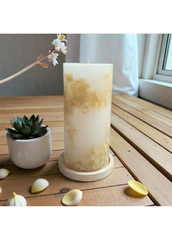 Набір з декоративної ароматної свічки з бежевою гортензією та гіпсовою підставкою Handmade Studio - AV (370709260)