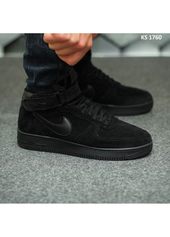 Черные демисезонные кроссовки мужские nike air force 1 07 high black найк аир форс 1 премиум No Brand