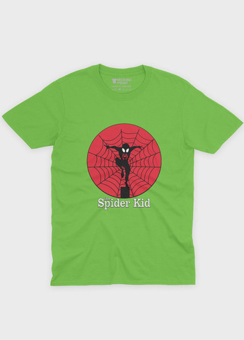 Салатова демісезонна футболка для хлопчика з принтом супергероя - людина-павук (ts001-1-kiw-006-014-059-b) Modno