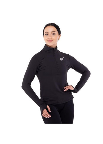 Лонгслів компресійний спортивний жіночий на блискавці з вирізом для великого пальця LD-36 чорний Jason (326785066)