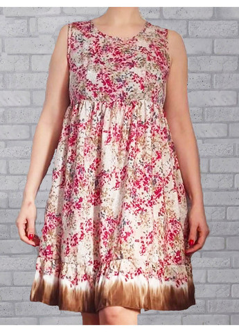 женский летний женский сарафан короткий без рукава штапель No Brand в цветочек