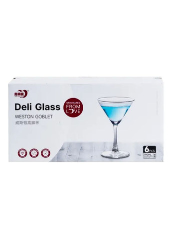 Набір келихів на високій ніжці 6 штук по 190 мл 6 штук для мартіні HP563 Jooki (358706044)