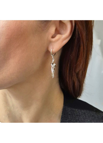 Срібні сережки без каменів Закохана пара Тет а Тет срібло 925 проби 2518с 5.24г Nobrand (370438593)