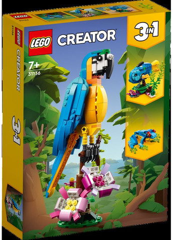 Конструктор Лего Креатор 3 в 1 Экзотический попугай рыбка лягушка Creator 31136 Lego (372012512)