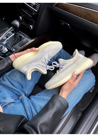 Сірі Осінні кросівки чоловічі adidas yeezy boost 350 v2 ludmark reflective laces адідас ізі буст No Brand