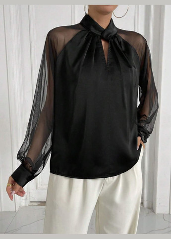 Жіноча блуза з шовку колір чорний р.46/48 453217 New Trend (285711234)