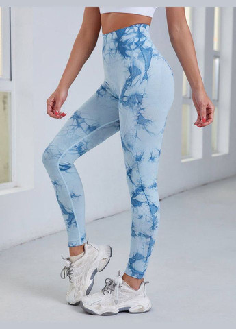 Безшовні спортивні лосини з високою посадкою для фітнесу та йоги з ефектом пуш ап принтом тай дай мармур OhMyPeach (305074412)