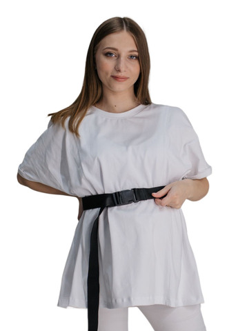 Белая всесезон футболка для беременных оверсайз с коротким рукавом HN