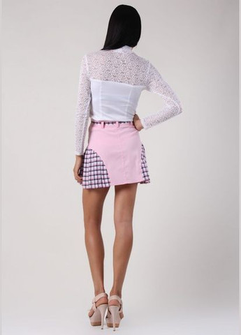 Розовая кэжуал молодежная мини-юбка женская со вставками в карту ю64 2 Льва