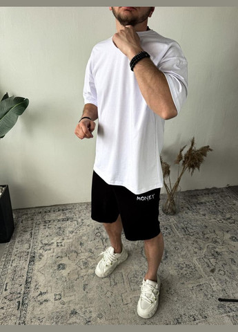 Комплект футболка шорти оверсайз стильний чорний білий No Brand (371166670)