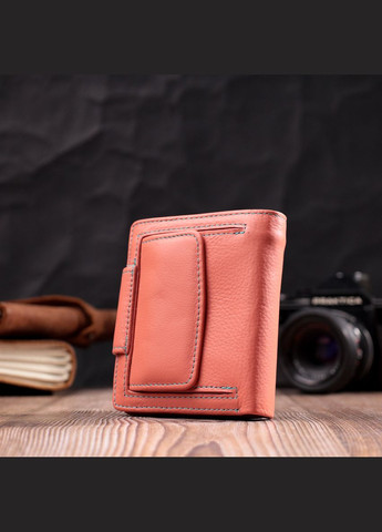 Стильний шкіряний гаманець з монетницею зовні пудровий 19458 st leather (329198571)