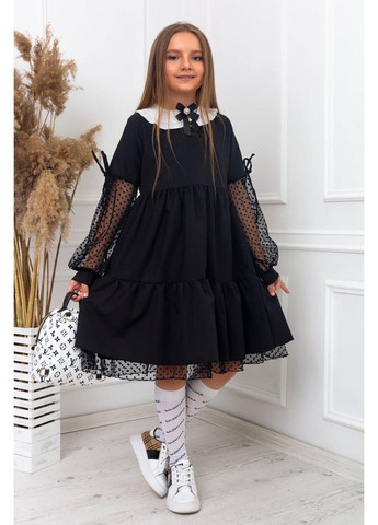 Стильное школьное платье с белым кружевным воротничком No Brand (355796881)