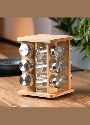 Набор емкостей для специй 12 баночек по 100 мл на деревянной подставке TS Kitchen (323652616)