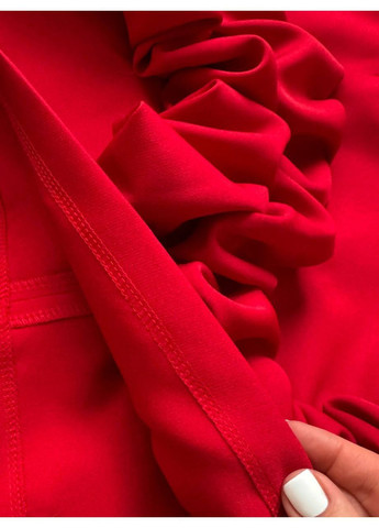 Червона святковий жіноча сукня міні з об'ємними воланами та відкритими плечима з відкритими плечима MonCher