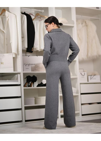 Женский вязаный костюм на молнии серый No Brand (368971419)