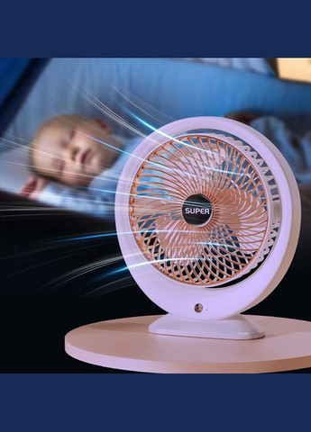 Вентилятор настольний с поворотом 180° 19128 4.5 Вт белый No Brand (364498143)