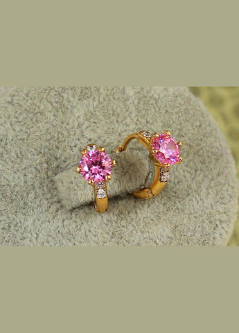 Сережки дитячі глобус із рожевим каменем 1,2 см золотисті Xuping Jewelry (316433981)