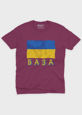 Бордовая мужская футболка с патриотическим принтом база (ts001-5-bgr-005-1-136) Modno