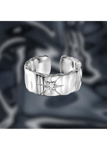 Серебристое кольцо универсальное для подростка широкое с камнем звезды космическое азиатский стиль современная кэжуал фэнтези No Brand (369667996)