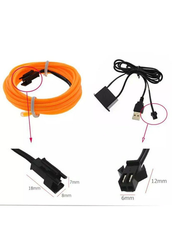 Інвертор для холодного неону від USB, блок розпалювання, блок живлення для люмінесцентного дроту завдовжки від 1 до 5 м White (369608775)