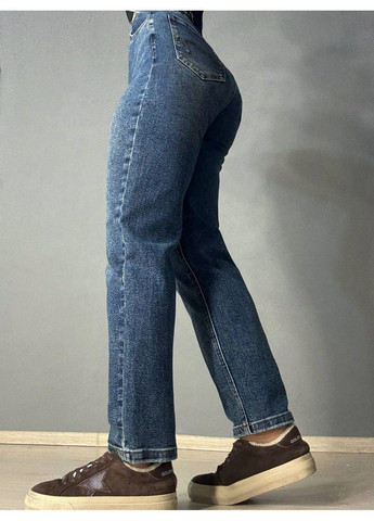 Джинсы женские 8192 Mom jeans с ремнем синие Dragon - (364631309)