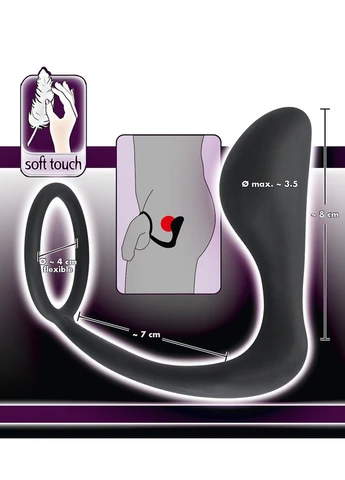 Кольцо эрекционное Ring & Plug Черное CherryLove Black Velvets (282708198)