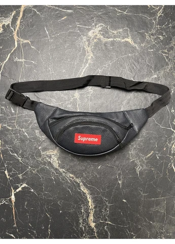 Сумка бананка Supreme темно-синя на пояс через плече нагрудна чоловіча жіноча зі шкірозамінника аксесуар річ No Brand (401462022)