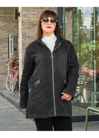 Графитовый женский джинсовый кардиган lj a510 Alenka Plus - демисезонный