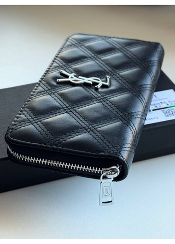 Гаманець жіночий великий Yves Saint Laurent Wallet Black/Silver кошельок чорний Ів Сен Лоран YSL портмоне No Brand (368672134)