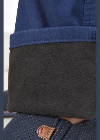 Темно-синие зимние прямые штаны мужские батальные на флисе темно-синего цвета Let's Shop