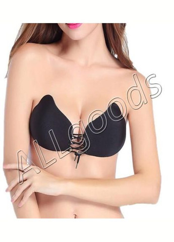 Чёрный бюстгальтер силиконовый бабочка на шнуровке лиф невидимка размер чаша а A.G.