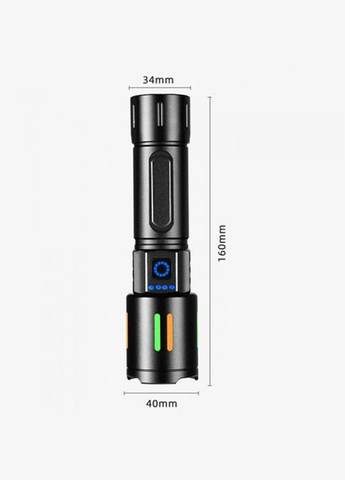 Фонарь ручной FLUORESCENCE BL-611-TG, индикация заряда, 1x26650/3xAAA, ЗУ Type-C, zoom No Brand (323486380)